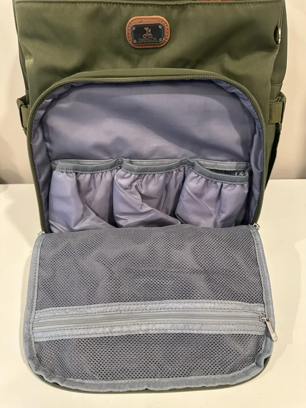 Olive Green Quilted Baby Backpack